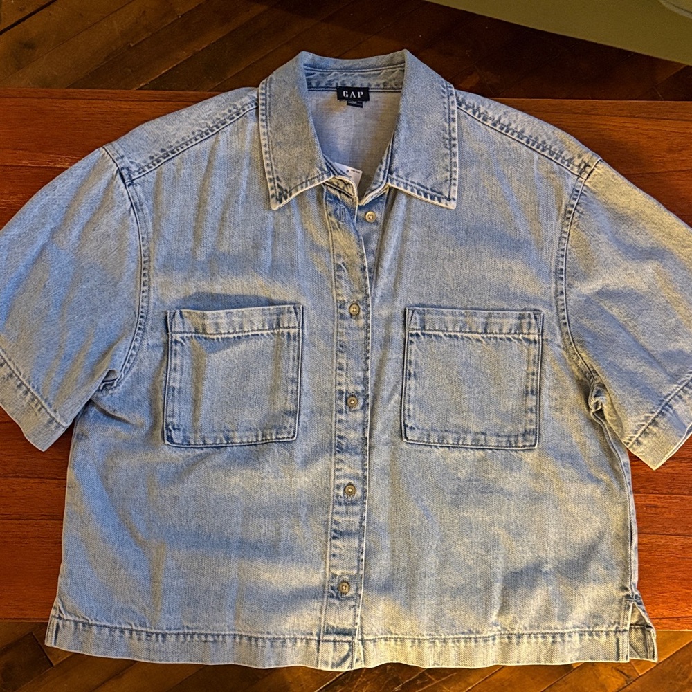 GAP Sky Blue Denim Button-Up Shirt